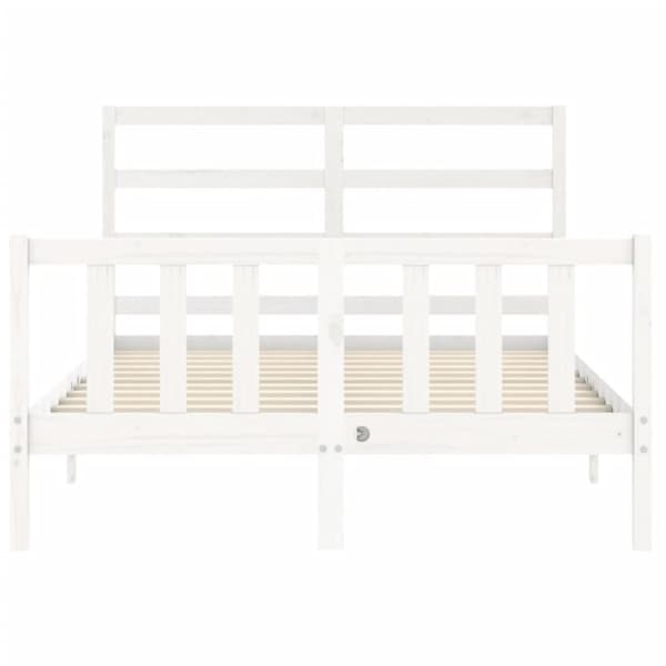 sengeramme med sengegavl 140x190 cm massivt træ hvid