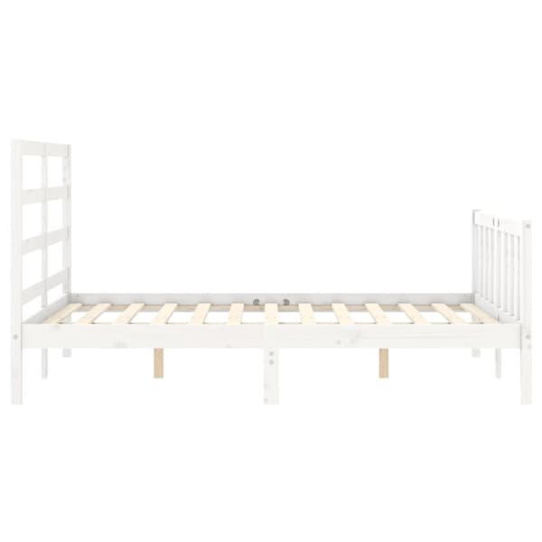 sengeramme med sengegavl 140x190 cm massivt træ hvid