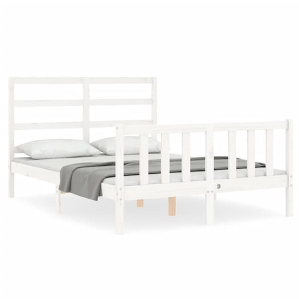 sengeramme med sengegavl 140x190 cm massivt træ hvid