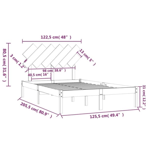 sengeramme 120x200 cm massivt træ