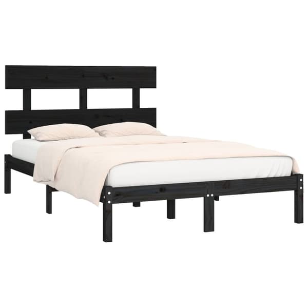 sengeramme 200x200 cm massivt træ sort