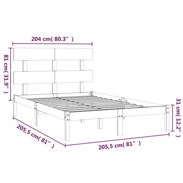 sengeramme 200x200 cm massivt træ sort