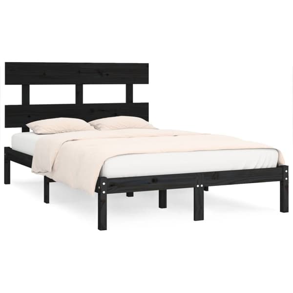 sengeramme 200x200 cm massivt træ sort