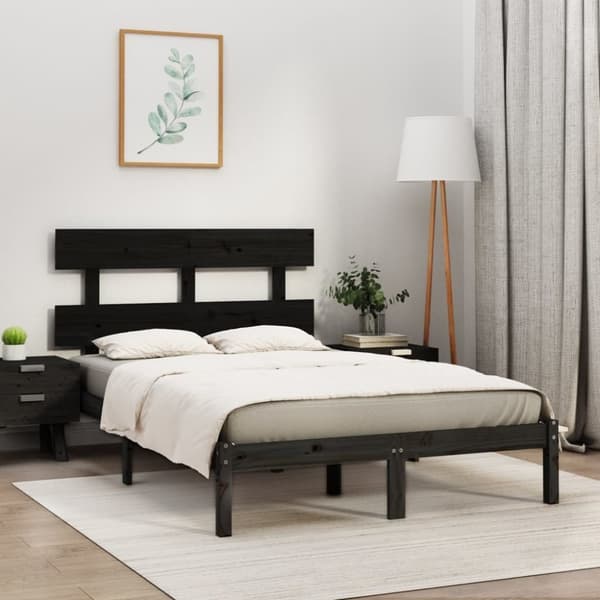 sengeramme 200x200 cm massivt træ sort