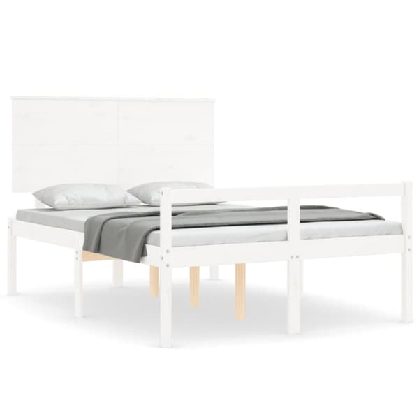 seniorseng med sengegavl 140x200 cm massivt træ hvid