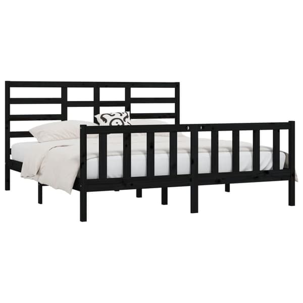 sengeramme 200x200 cm massivt fyrretræ sort
