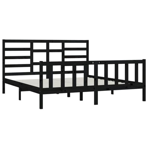 sengeramme 200x200 cm massivt fyrretræ sort