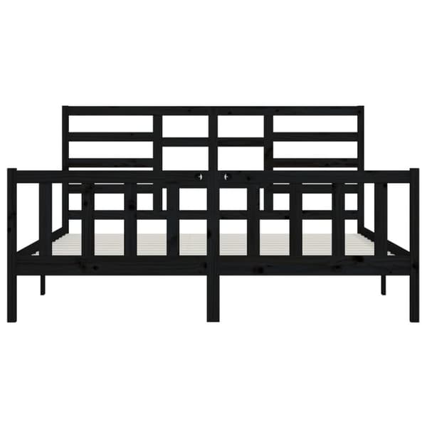 sengeramme 200x200 cm massivt fyrretræ sort