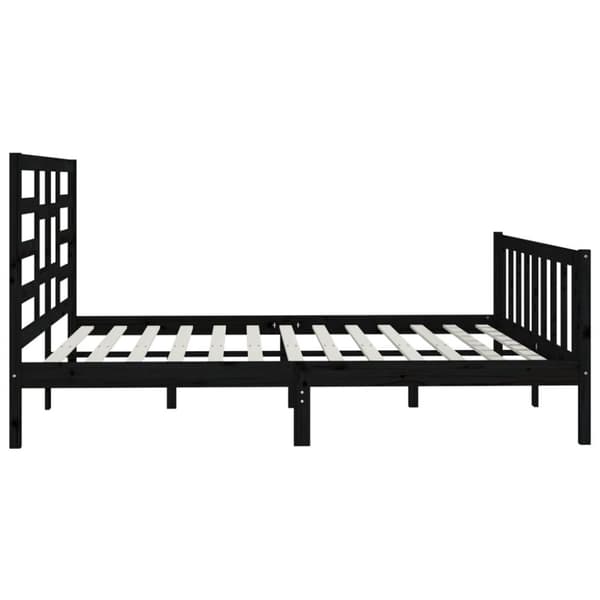 sengeramme 200x200 cm massivt fyrretræ sort