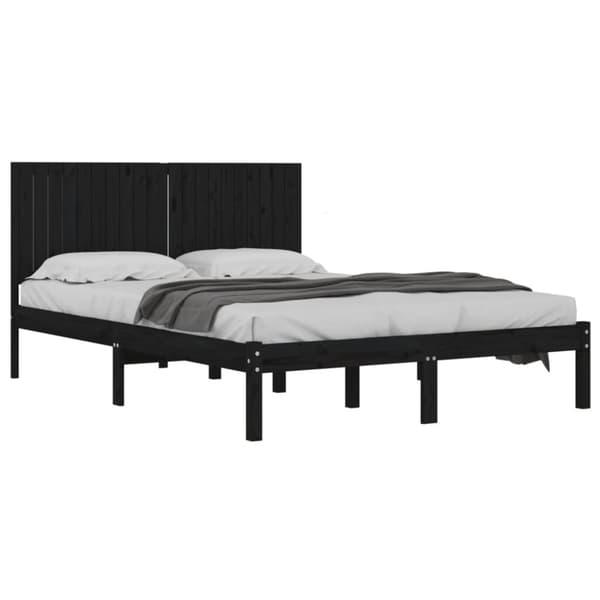 sengeramme 200x200 cm massivt fyrretræ sort