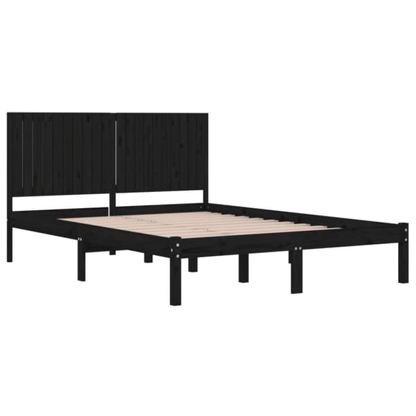sengeramme 200x200 cm massivt fyrretræ sort