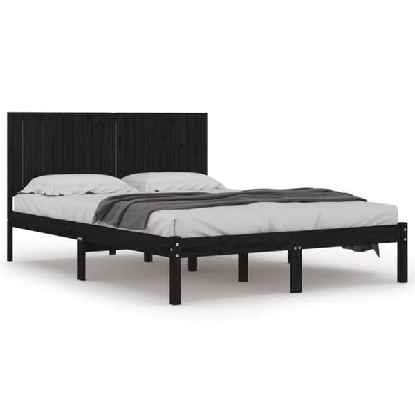 sengeramme 200x200 cm massivt fyrretræ sort