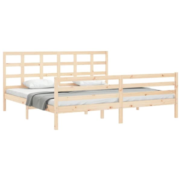 sengeramme med sengegavl 200x200 cm massivt træ