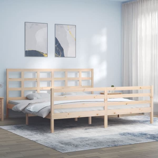 sengeramme med sengegavl 200x200 cm massivt træ