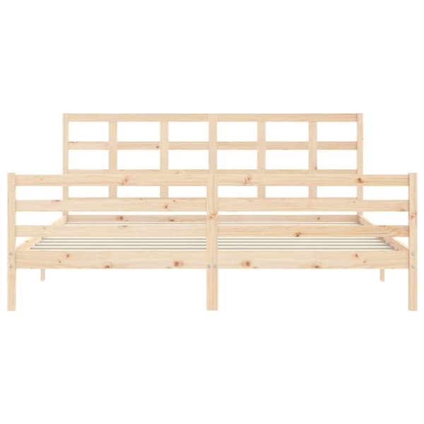 sengeramme med sengegavl 200x200 cm massivt træ