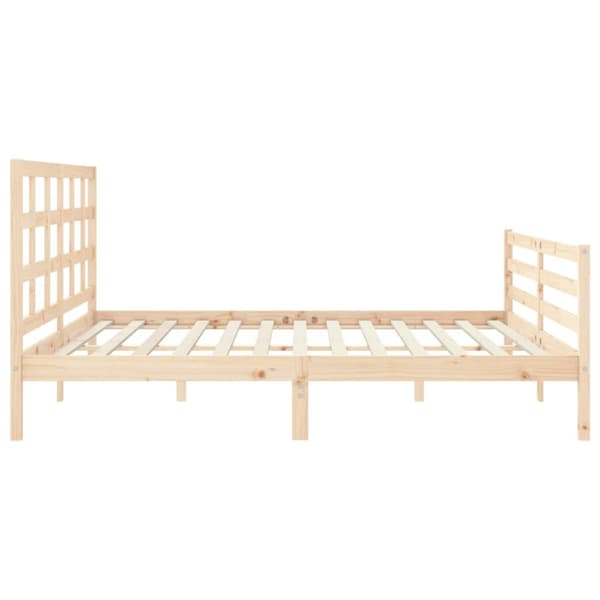 sengeramme med sengegavl 200x200 cm massivt træ