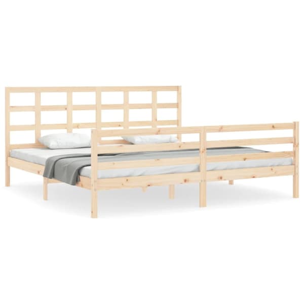 sengeramme med sengegavl 200x200 cm massivt træ