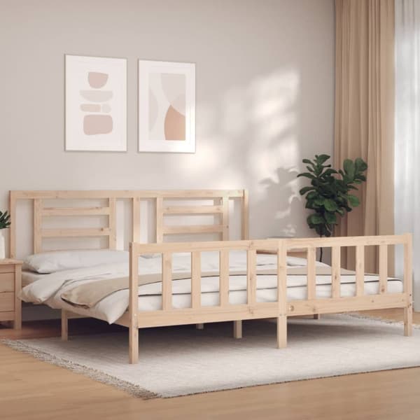 Sängynrunko päädyllä 200x200 cm täysi puu