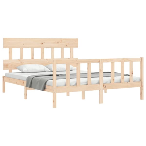 sengeramme med sengegavl 160x200 cm massivt træ