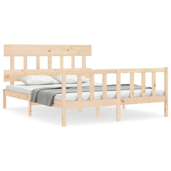 sengeramme med sengegavl 160x200 cm massivt træ