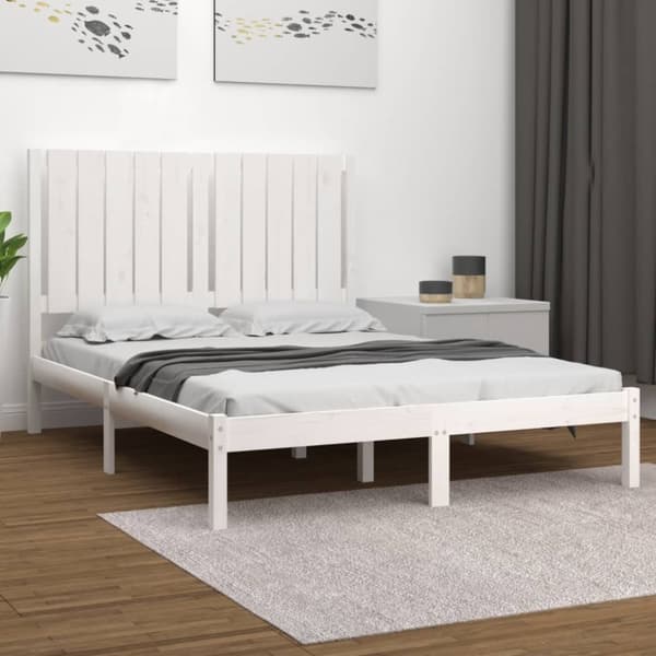 sengeramme 120x200 cm massivt fyrretræ hvid