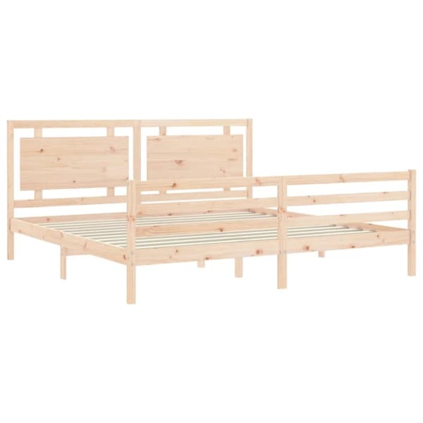 sengeramme med sengegavl 200x200 cm massivt træ