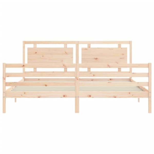 sengeramme med sengegavl 200x200 cm massivt træ