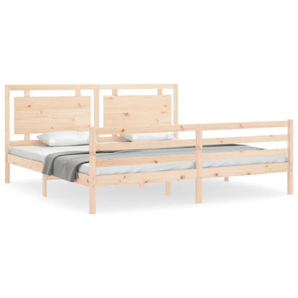 sengeramme med sengegavl 200x200 cm massivt træ