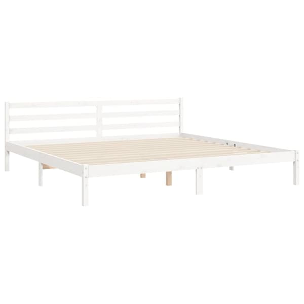 sengeramme med sengegavl Super King Size massivt træ hvid