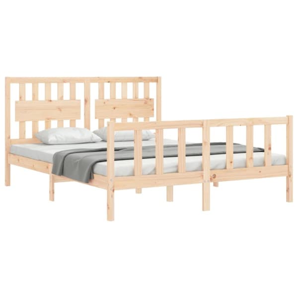 sengeramme med sengegavl kingsize massivt træ