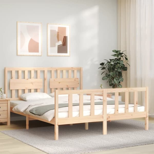 sengeramme med sengegavl kingsize massivt træ
