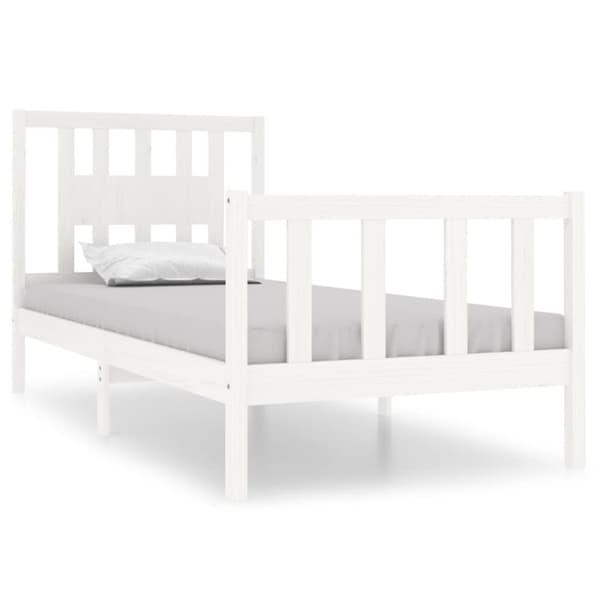 Sängram vit massivt trä 90x190 cm