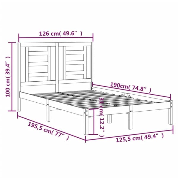 sengeramme 120x190 cm Small Double massivt træ hvid