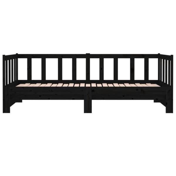 Utdragbar dagbädd svart 2x(90x190) cm massiv furu