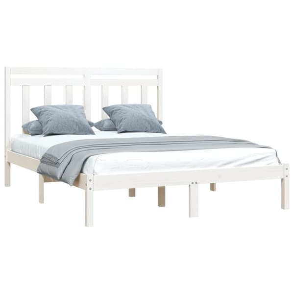 sengeramme 135x190 cm dobbelt massivt træ hvid