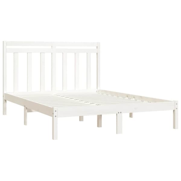 sengeramme 135x190 cm dobbelt massivt træ hvid