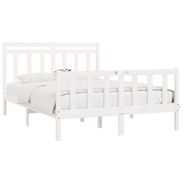 sengeramme 150x200 cm King Size massivt fyrretræ hvid