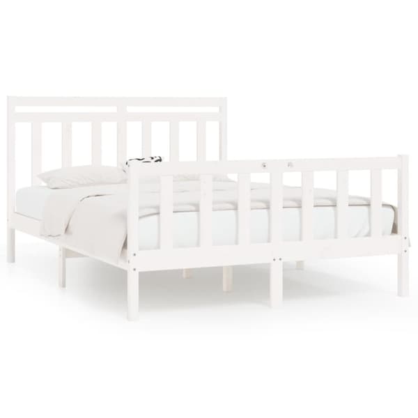 sengeramme 150x200 cm King Size massivt fyrretræ hvid