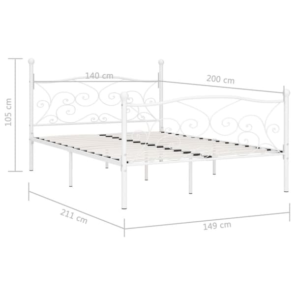 sengestel med lamelbund 140 x 200 cm metal hvid