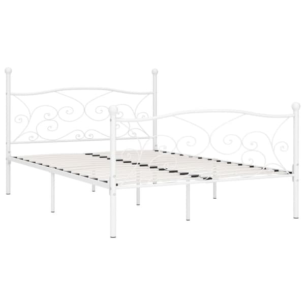 sengestel med lamelbund 140 x 200 cm metal hvid