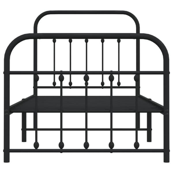 sengeramme med sengegavl og fodgærde 90x190 cm metal sort