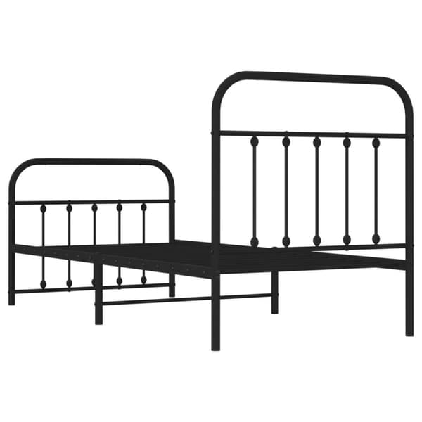 sengeramme med sengegavl og fodgærde 90x190 cm metal sort
