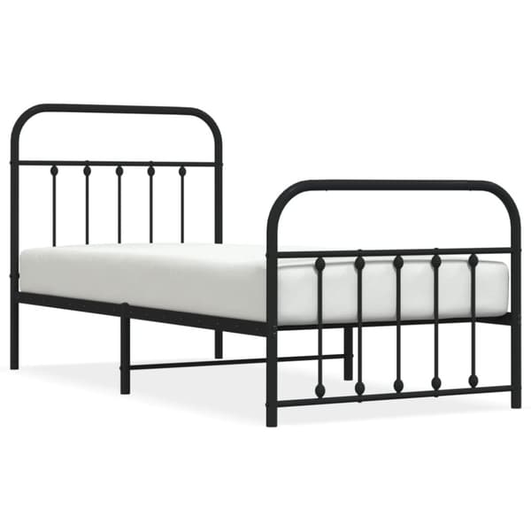 sengeramme med sengegavl og fodgærde 90x190 cm metal sort
