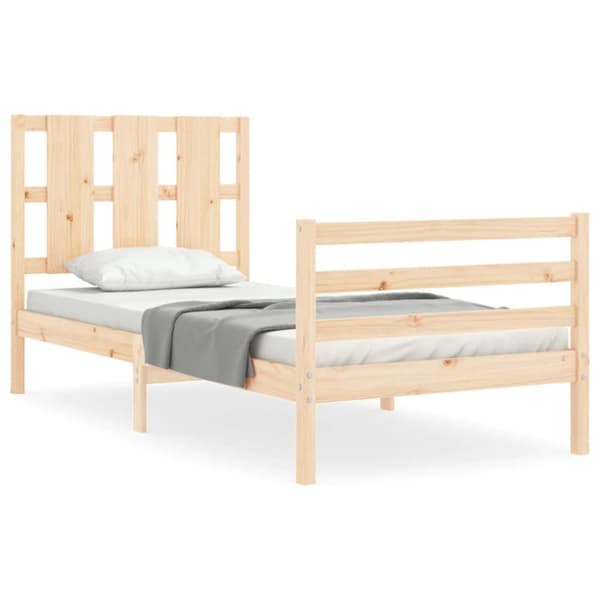 sengeramme med sengegavl 90x200 cm massivt træ