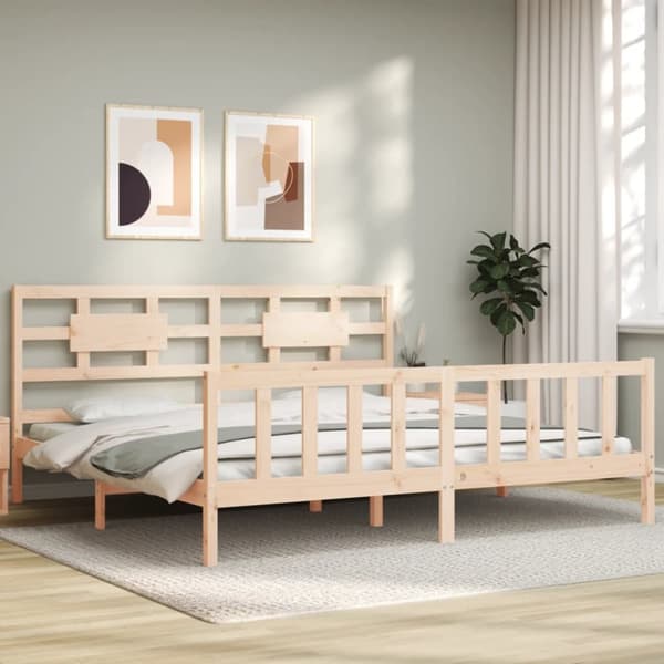 Sängram med huvudgavel 200x200 cm massivt trä