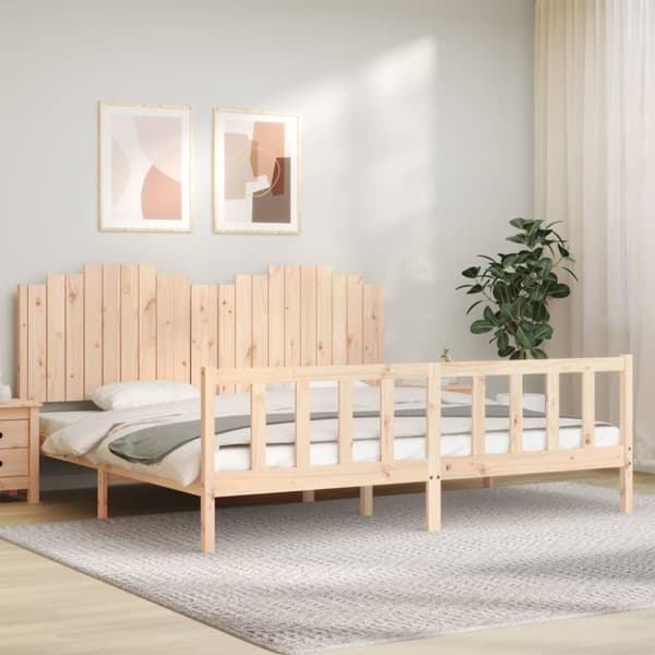 sengeramme med sengegavl 200x200 cm massivt træ