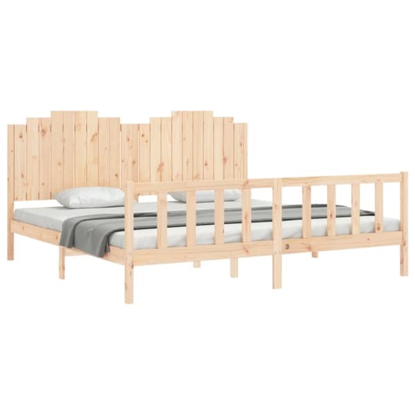 sengeramme med sengegavl 200x200 cm massivt træ