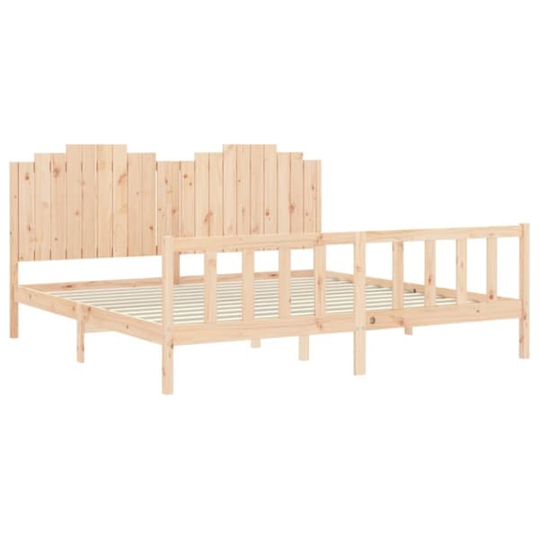 sengeramme med sengegavl 200x200 cm massivt træ
