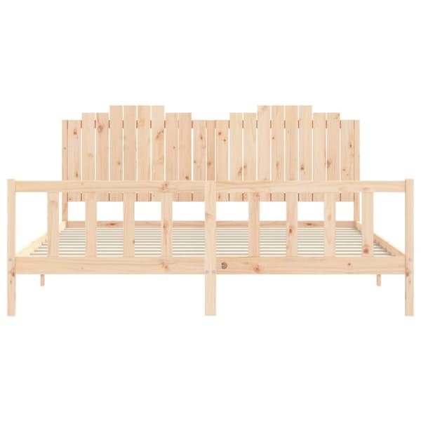 sengeramme med sengegavl 200x200 cm massivt træ