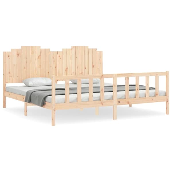 sengeramme med sengegavl 200x200 cm massivt træ